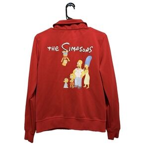 The Simpsons Athletic Boys Jacket Size Large Red Track Suit Zip Up